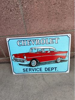 Chevrolet Service Dept. Metal Sign 17-1/4 x 11-1/2 inch