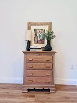 REFINISHED Wood Chest of Drawers with Gold Hardware
