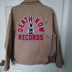DEATH ROW RECORDS Twill Workwear Tan Jacket Logo On Front & Back M Snoop Dog. 