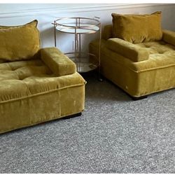 Large Gold Lounge Chairs
