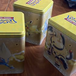 Lot of 3 2022 Pokémon Stackable Tins (EMPTY) Collectible Gift Pikachu Electobuzz