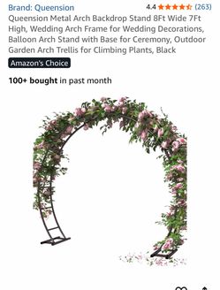 Queension Metal Wedding Arch Backdrop Stand Black