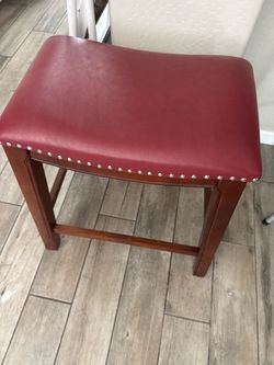4 Red Leather Bar Stools