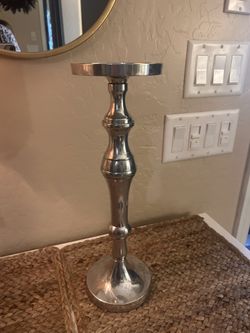 15” Tall Silver Pillar Candle holder