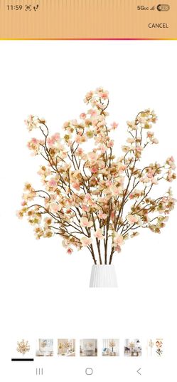 Sggvecsy Artificial Cherry Blossom Flowers Champagne