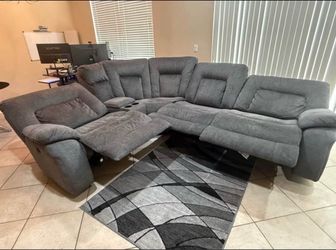 Gray Fabric Recliner Sofa