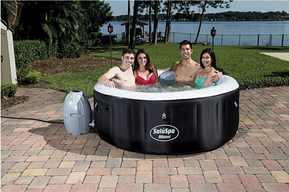 Bestway SaluSpa Miami Inflatable Hot Tub, 4-Person AirJet Spa