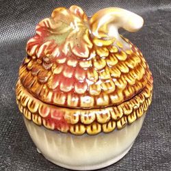 Vintage Lidded Trinket Box Shaped As An Acorn 