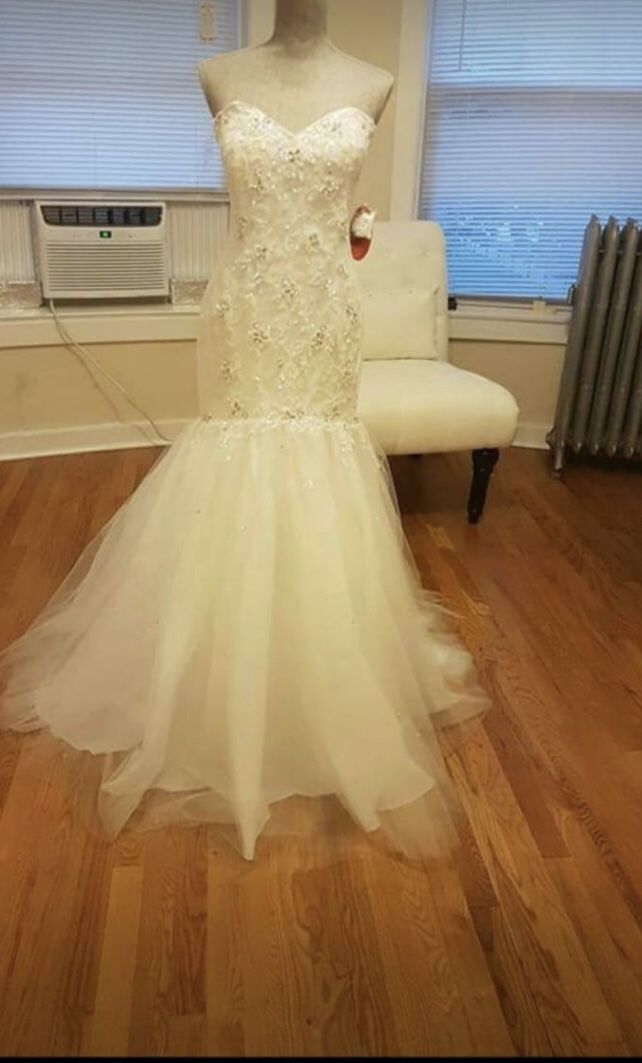 Pearl Color Mermaid Wedding Dress