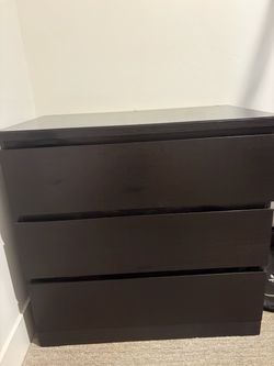Black Wood Dresser with Glass Cover