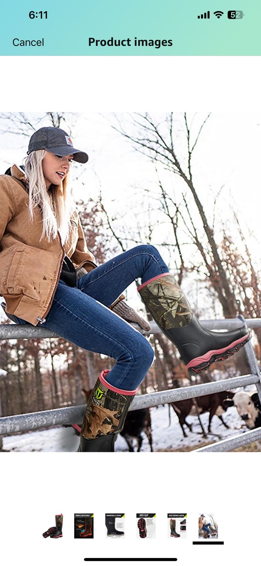 Hunting Boot for Women, Insulated Waterproof Sturdy Women's Hunting Boot, 6mm Neoprene and Rubber Outdoor Boot Next Camo G2