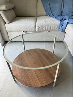 Coffee table glass top and wood