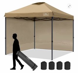 10×10 Pop Up Canopy Tent - With 2 Sidewalls - khaki