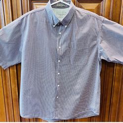 Haggar Generations Men's Size XL Red Check Short Sleeve with Pocket Button Down