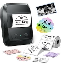 Memoking Label Printer A42, Barcode Label Printer Small Address Label Maker,Bluetooth Portable Thermal Printer for Small Business, Home, School, Logo,