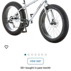 Mongoose Malus Mens and Women Fat Tire Mountain Bike, 26-Inch Bicycle Wheels, 4-Inch Wide Knobby Tires, Steel Frame, 7 Speed Drivetrain, Shimano Rear 