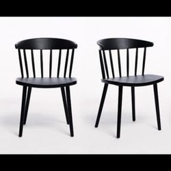 Set Of 4 Spindle Rod Dining Chairs Sturdy Plastic Black