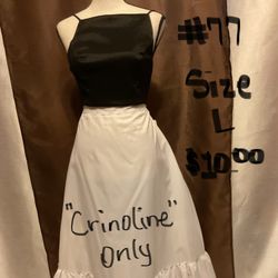 #77-White Long Crinoline. Brand Name: No Tags. Size Large.