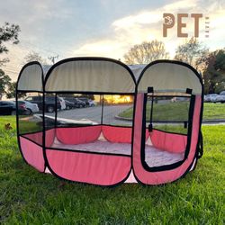 Portable Cat/Dog Play Pen - Pink 