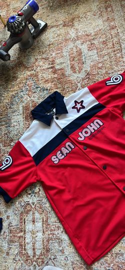 Sean Jean red white blue color block 19 69 jersey shirt size L
