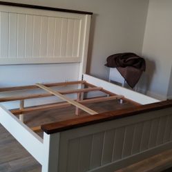 Custom Made Farmhouse Bed Frame And Coffee Tables.