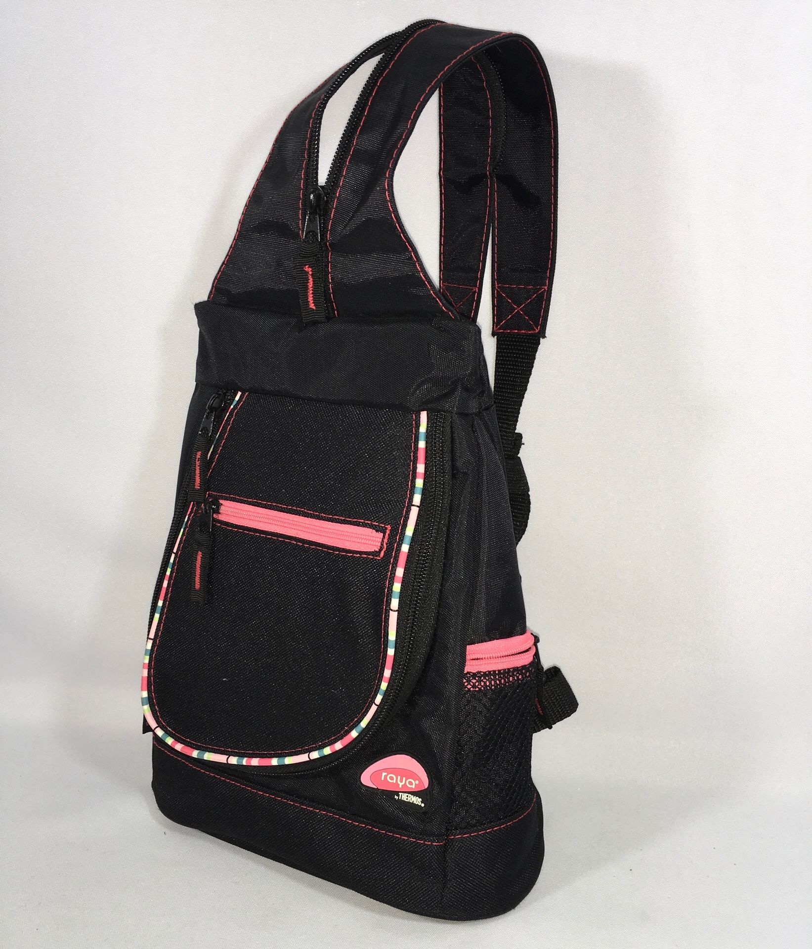 RAYA by THERMOS BLACK BACKPACK INSULATED LUNCHBAG 9” x 11” x 4-1/2”
