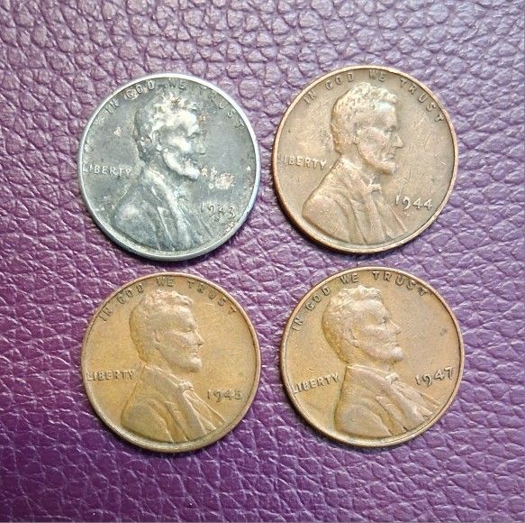 1943-47 Lincoln One Cent Era WW2,  Lot of 4 For Collection 