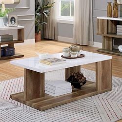 RETRO WHITE NATURAL TONE OPEN BOTTOM CENTER ACCENT-MESA DE CENTRO