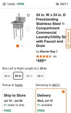 24 in. Stainless Steel Wall Mount Commercial Utility Kitchen Sink with Faucet