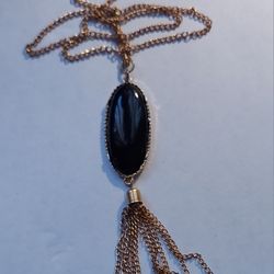 Cute Necklace Jewelry With Long Chain And Black Pendant $ 7.00