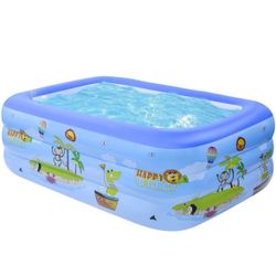 TINKLE WELL Inflatable Swimming Kiddie Pool 98" X 67" X 21" Ocean World Blue.
