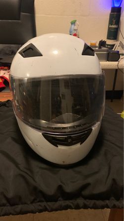 White motorcycle helmet