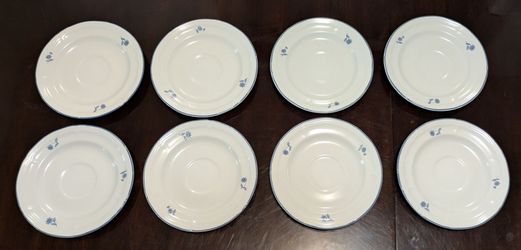 Vintage Brick Oven Stoneware "Jardin Blue" Saucer Plates Sets of 2