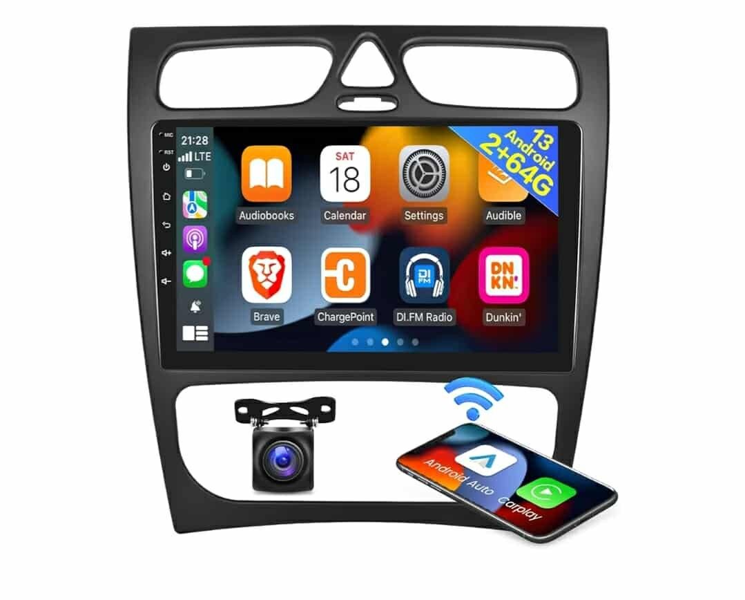 New Car Radio 13 Touch Screen W203 Stereo, Carplay/Android Auto/Bluetooth/WiFi/SWC