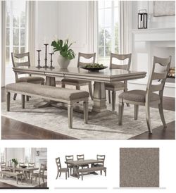 Lexorne Dining Table and 4 Chairs and Bench