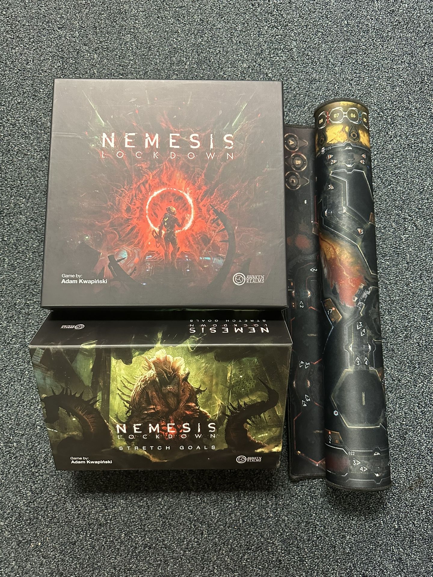 Nemesis Lockdown board game with stretch goals and playmat