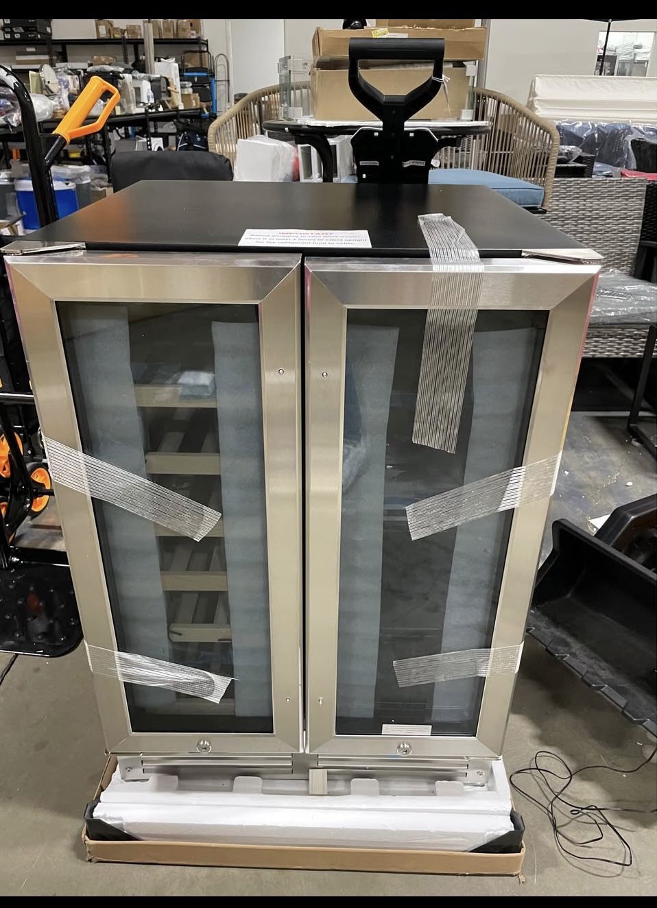 New Wine and Beverage Refrigerator Upgraded, 24 Inch Beverage Refrigerator Cooler Dual Zone Glass Fl