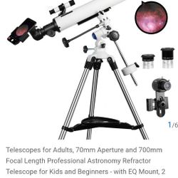 Telescopes for Adults, 70mm Aperture and 700mm Focal Length Professional Astronomy Refractor Telescope for Kids and Beginners - with EQ Mount, 2 Ploss