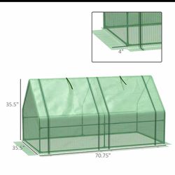 New in box 6' x 3' x 3' Mini Greenhouse with Zippered Doors & Roll-up Windows, Portable Plant Hot House with Durable PE Cover, Water Resistant, UV Pro