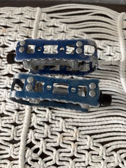 MKS BMX-7 Pedals Blue Japan Vintage old school Bmx bike pedals 9/16