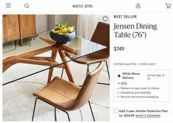 West Elm Glass Tabletop