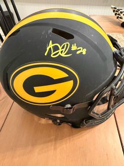A.J. Dillon #28 Signed Packers Full-Size Helmet – Beckett Witnessed