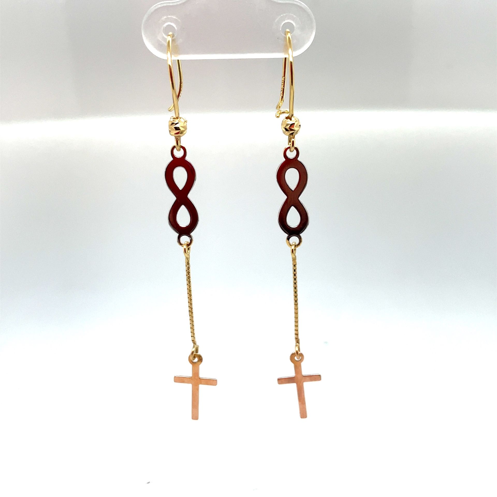 14KT Tri Color Hanging Cross Earrings 1.50g 158960/3,All Products : American Fashion Style Bags On Sale