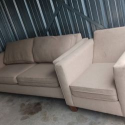 6ft tan couch and matching chair