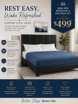 BIG SALE! BRAND NEW KING SIZE BEDFRAME AND MATTRESS SET