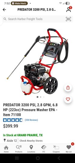 PREDATOR 3200 PSI, 2.8 GPM, 6.8 HP (223cc) Pressure Washer