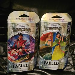 Disney Lorcana: Fabled  -Set of 2- Starter Decks! Bonus 1 Booster Pack Per Box! New Sealed 