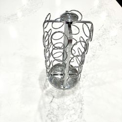 Keurig Coffee Pod Holder (Holds 36 K-Cup Pods) Spinning Storage Carousel - Silver Organizer