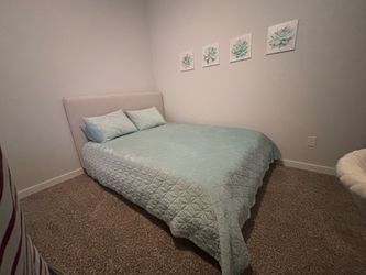 Queen Bed Frame + Sealy Posturepedic Mattress — Like New, Barely Used