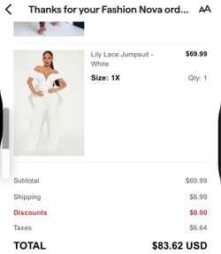 Fashion Nova White Satin/Lace Jumpsuit